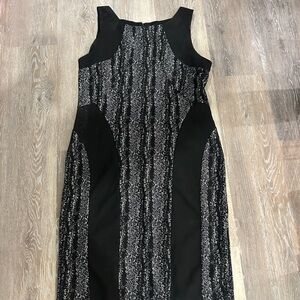 NWOT Chic Black and Silver Midi Dress